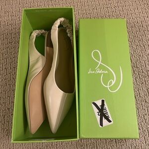 Brand New With Box Sam Edelman Whitney Ivory Leather Slingback Flats size 9 M